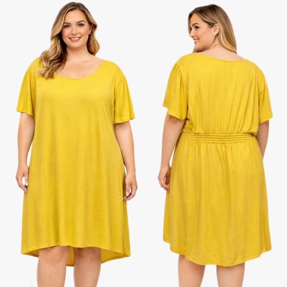 ➕ Old Navy Yellow Short Sleeve Shift Dress Sz XXL
